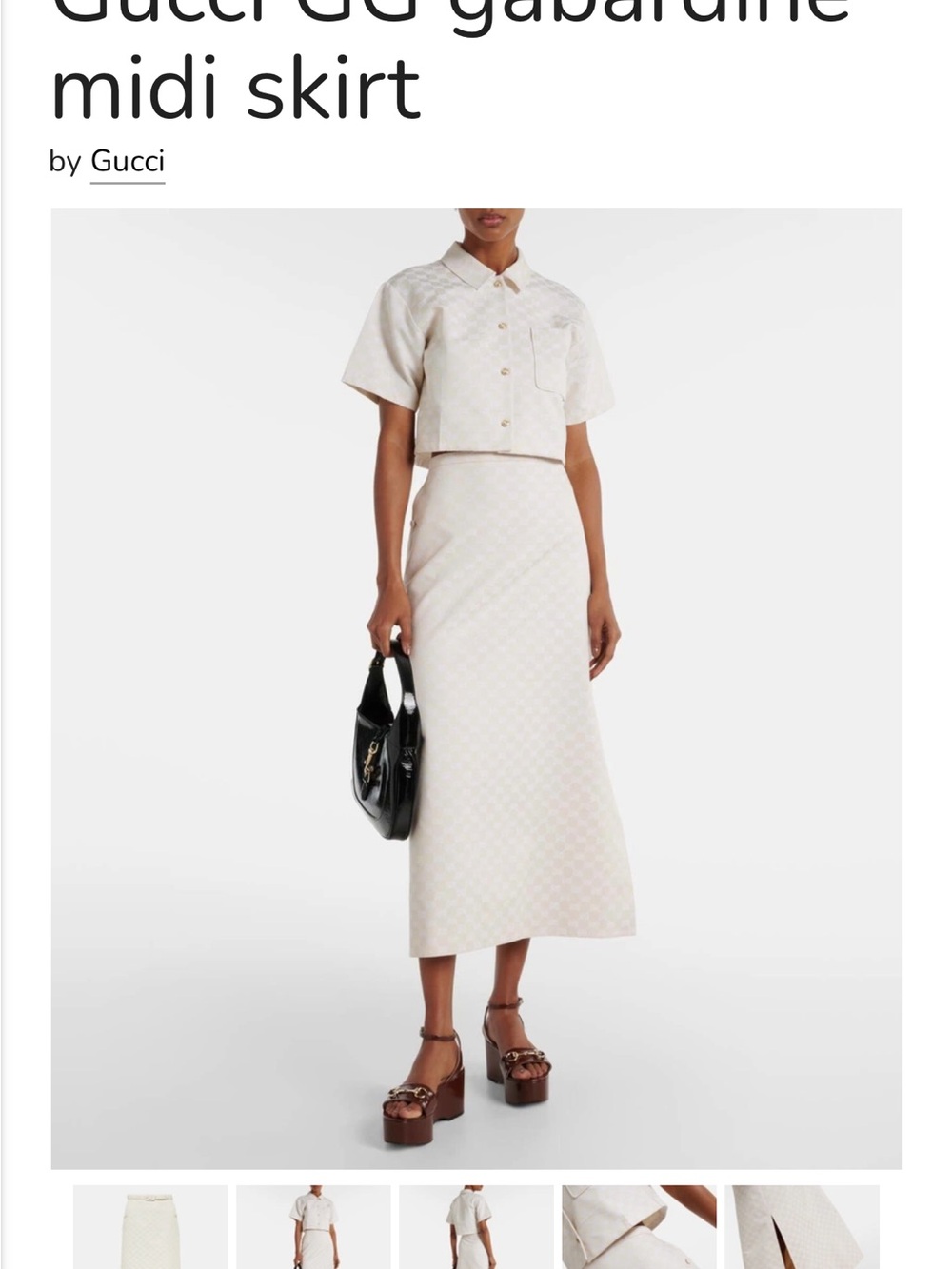 Gucci Cream GG Jacquard High-Rise Midi Skirt